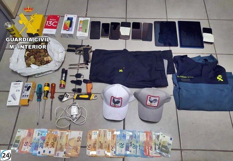 Dos criminales arrestados tras colisionar durante escape por robos en Fregenal de la Sierra y Monesterio