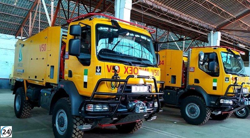 Continúa en marcha el nivel 1 del incendio en Puebla del Maestre con la llegada de medios aéreos.