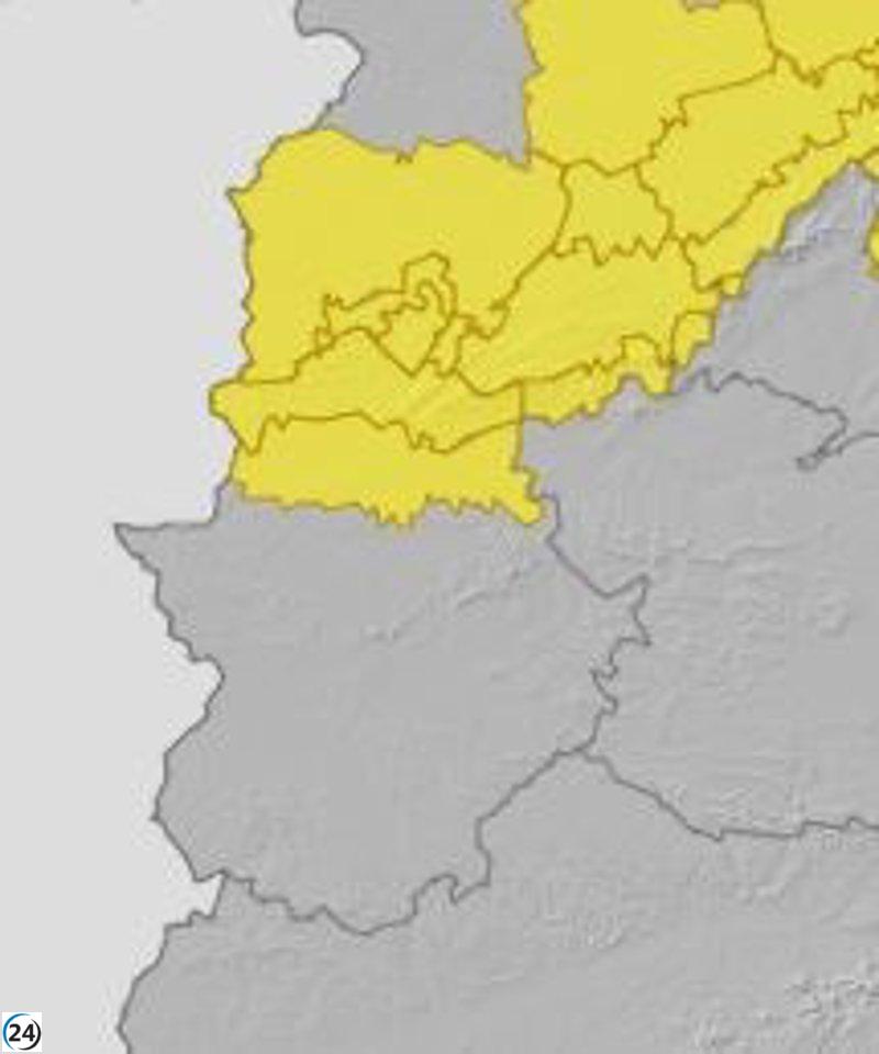 Alerta amarilla por tormentas en Norte de Cáceres, Tajo y Alagón activada por el 112.