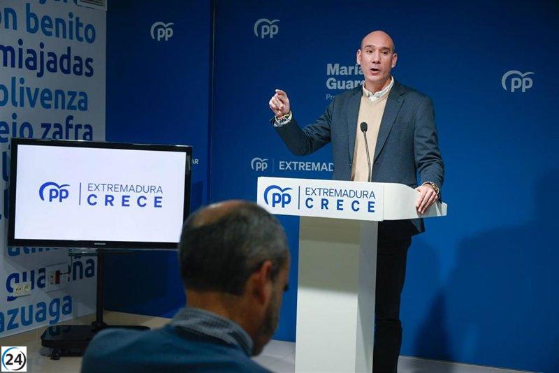 El PP asegura que el proyecto de Guardiola beneficiará a Extremadura con resultados positivos en 2024.