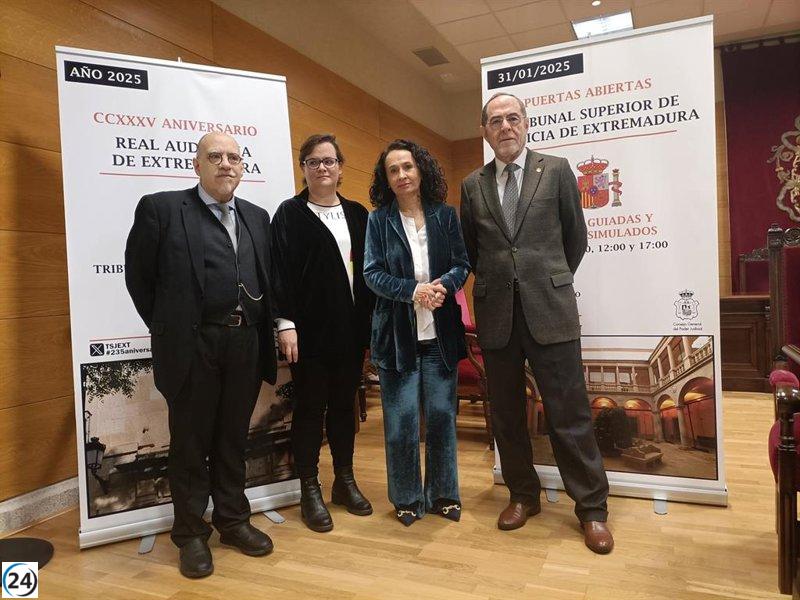 La Real Audiencia de Extremadura conmemora sus 235 años con un día de puertas abiertas en el TSJ, además de exposiciones y conferencias.
