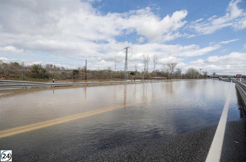 Borrasca Laurence interrumpe la circulación en ocho vías del sur de Badajoz.
