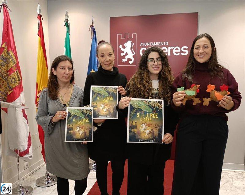 Cáceres se viste de gala con más de 3.200 asistentes y 26 dragones en el desfile de San Jorge.