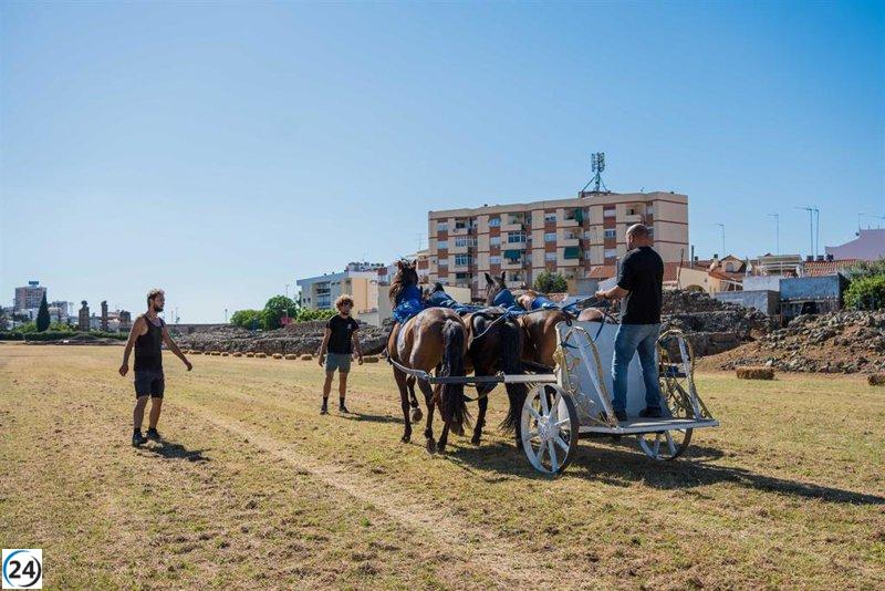 Este jueves, el Circo Romano de Mérida acogerá una emocionante carrera de cuádrigas.