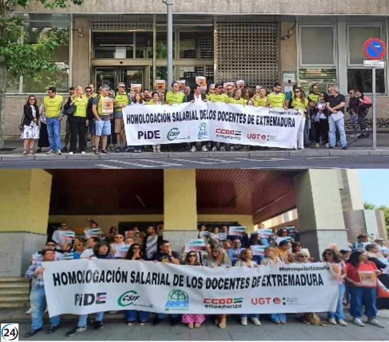 Sindicatos educativos de Badajoz y Cáceres exigen igualdad salarial para docentes.
