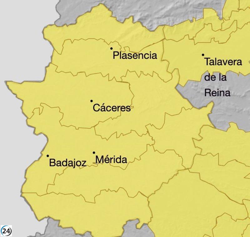 Aemet emitirá alertas por calor y tormentas en Extremadura este lunes.