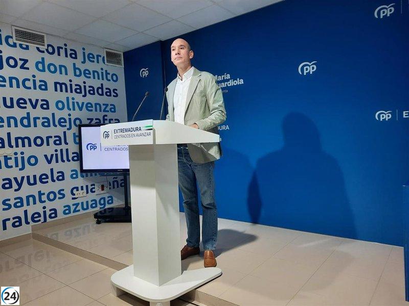 El PP de Extremadura exige al PSOE coraje para pedir la dimisión de Sánchez y elecciones anticipadas.
