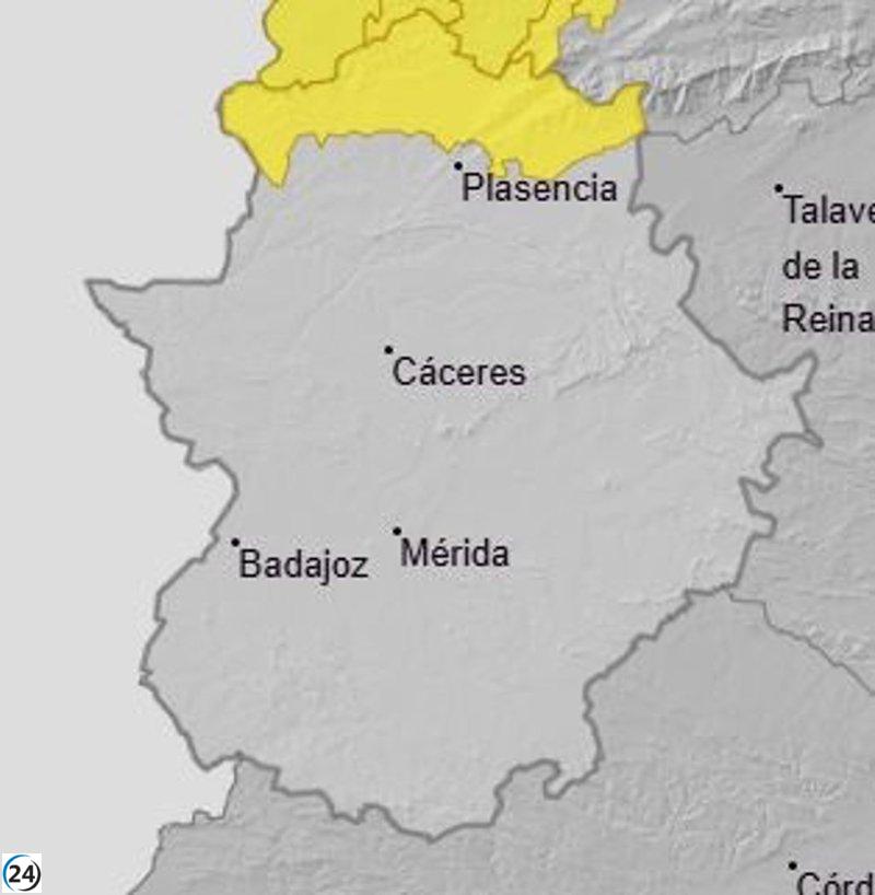 Cáceres bajo alerta amarilla por lluvias y tormentas este martes.