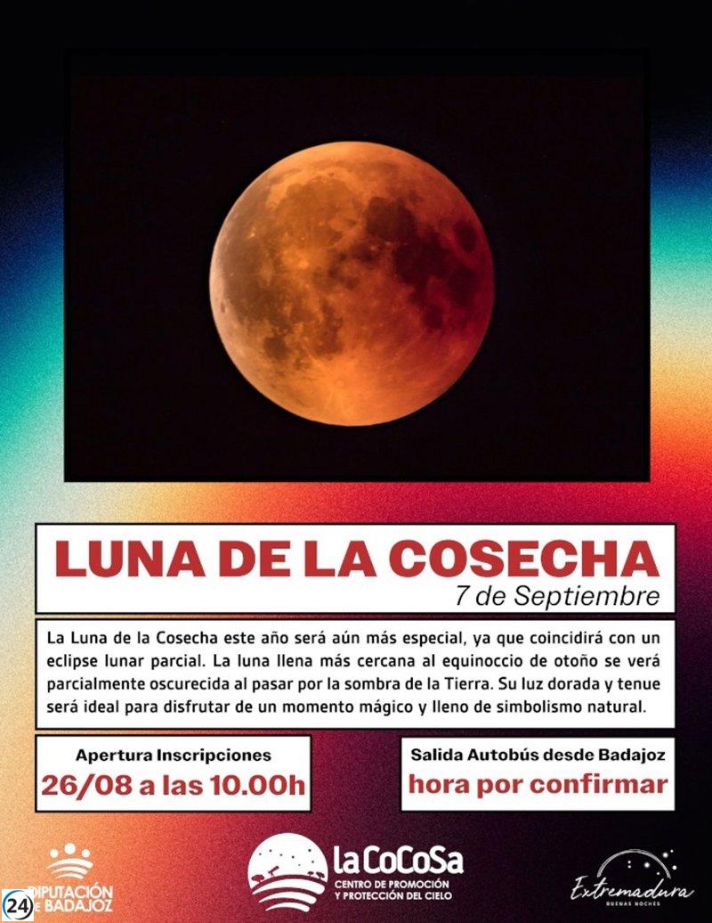 La Diputación de Badajoz invita a una noche de astronomía: Luna de la Cosecha y eclipse lunar en el horizonte.