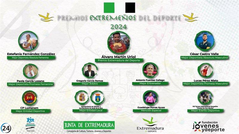Álvaro Martín Uriol será honrado con el Premio Extremadura del Deporte el 6 de octubre en Mérida.