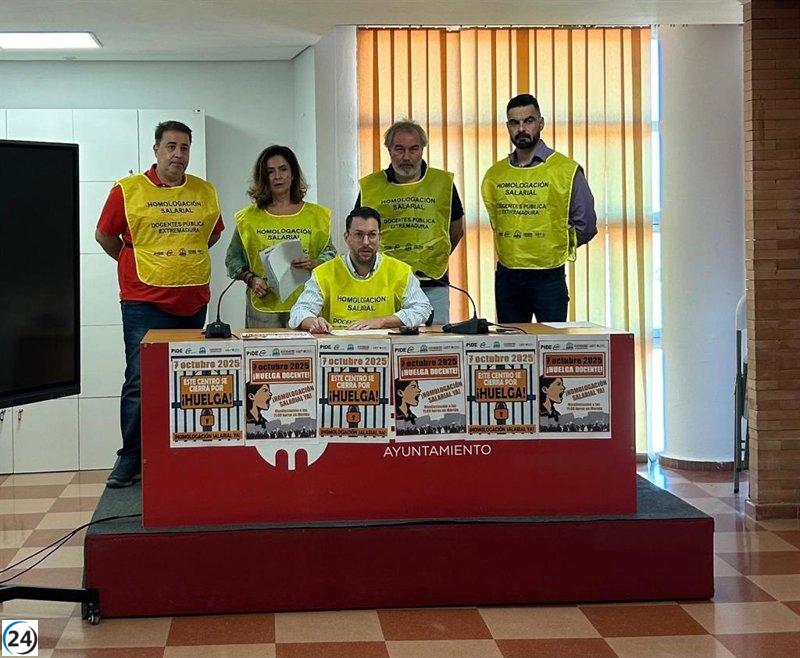 Sindicatos de Extremadura organizan huelga el 7 de octubre exigiendo la igualdad salarial para profesores.