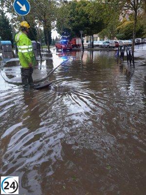 Bomberos de Cáceres responden a 17 emergencias por intensas lluvias este miércoles.
