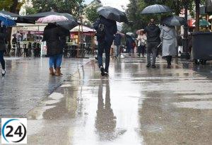 Aviso amarillo por lluvias en el norte de Cáceres: se esperan hasta 40 litros en 12 horas este viernes.