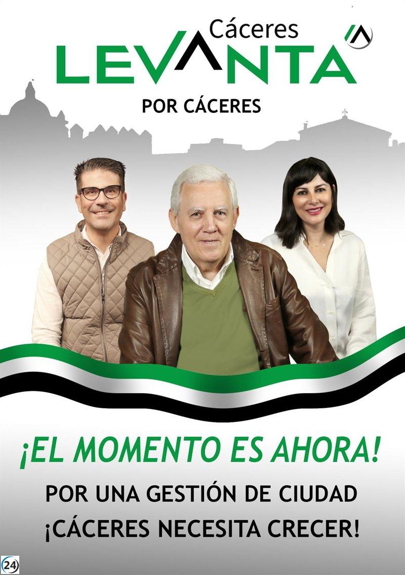 Levanta Cáceres presenta candidatura con exedil Felipe Vela y propuesta de teleférico turístico.