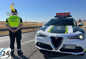 Conductor de 22 años pillado a 225 km/h por la Guardia Civil en la A-5 en Puerto de Santa Cruz.