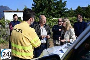Guardiola pide unidad y confianza en los profesionales en incendio de Hurdes y Gata.