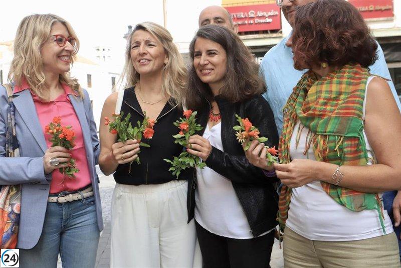 Yolanda Díaz busca acabar con la desigualdad y apoya a Unidas por Extremadura.