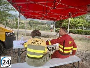 Incendio en Hurdes baja a nivel 1 de peligrosidad, UME se retira y Ovejuela sigue evacuada.