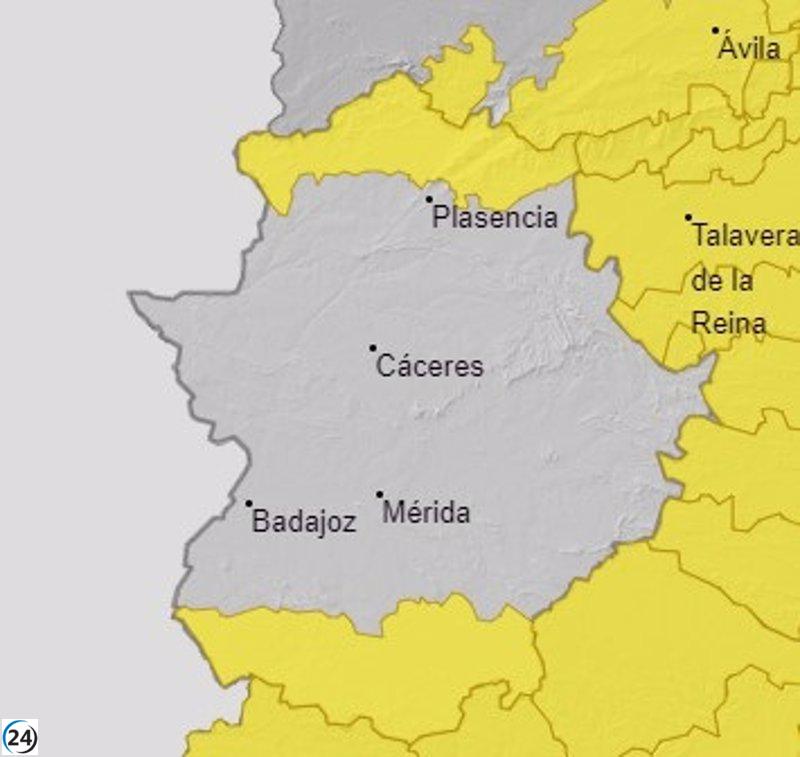 Extremadura en alerta amarilla por lluvias y tormentas en el sur y norte.