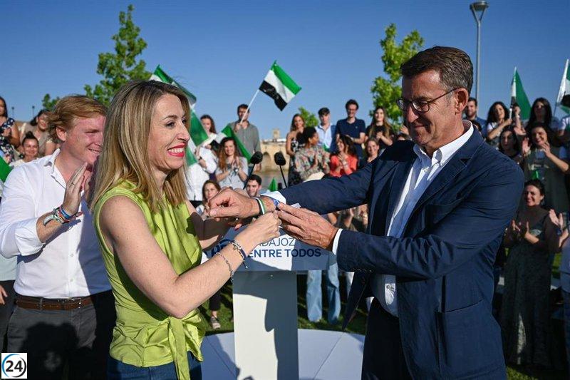 Feijóo y Guardiola intervienen en Badajoz en acto de campaña del 23J