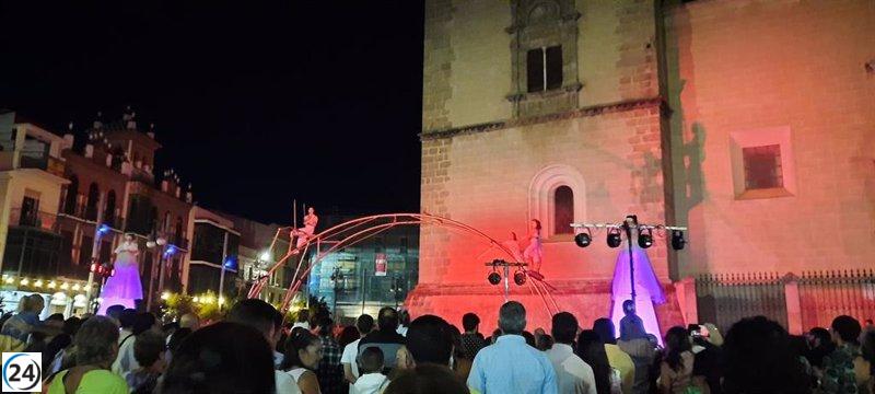 Espectáculo de drones en la inauguración de la 'Noche en Blanco' de Badajoz del 2 de septiembre.