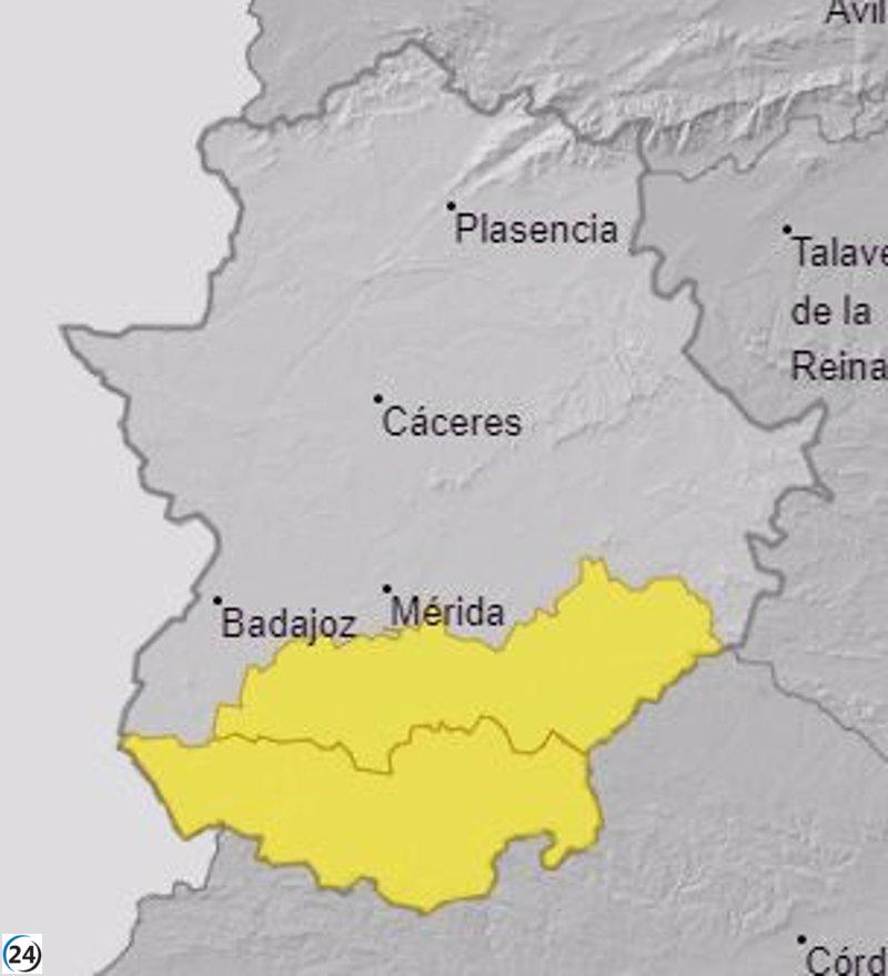 Alerta amarilla por tormentas en Tierra de Barros, Serena y zona Sur de Badajoz