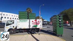 Zafra aumenta capacidad de reciclaje en su recinto ferial con 250 contenedores de fracción resto y 50 para plástico, latas y briks.