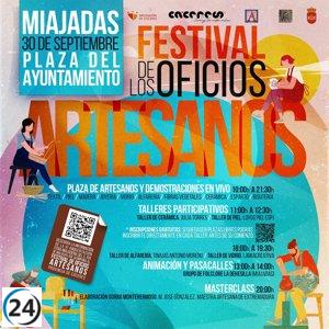 Éxito rotundo del Festival de Oficios Artesanos en Miajadas, organizado por la Diputación de Cáceres.
