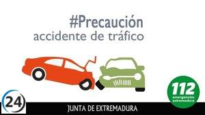 Cuatro heridos leves, incluyendo a un bebé, en accidente de tráfico en Cáceres