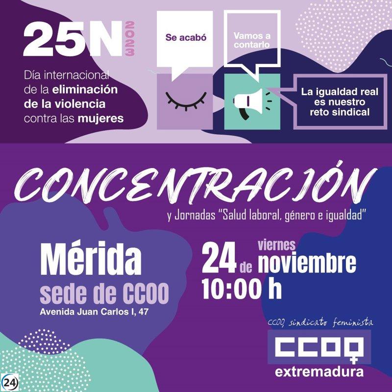 CCOO se concentra en Mérida contra el feminismo radical y la postura de las fuerzas reaccionarias